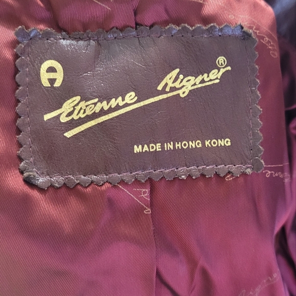 Etienne Aigner Ox Blood Genuine Leather Vintage Jacket Blazer - Picture 7 of 8